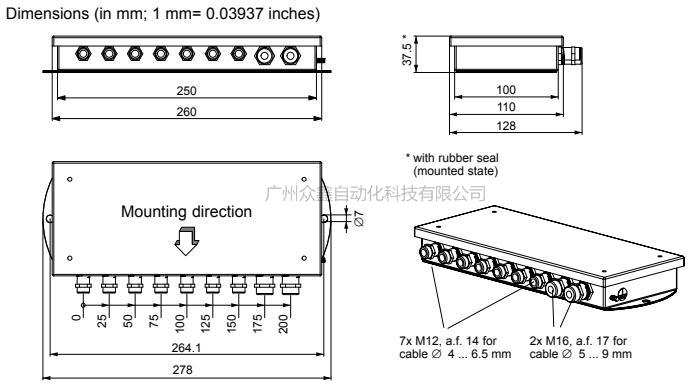 德國(guó)HBM接線盒1-VKK2-8A接線盒8孔鋁合金接線盒尺寸
