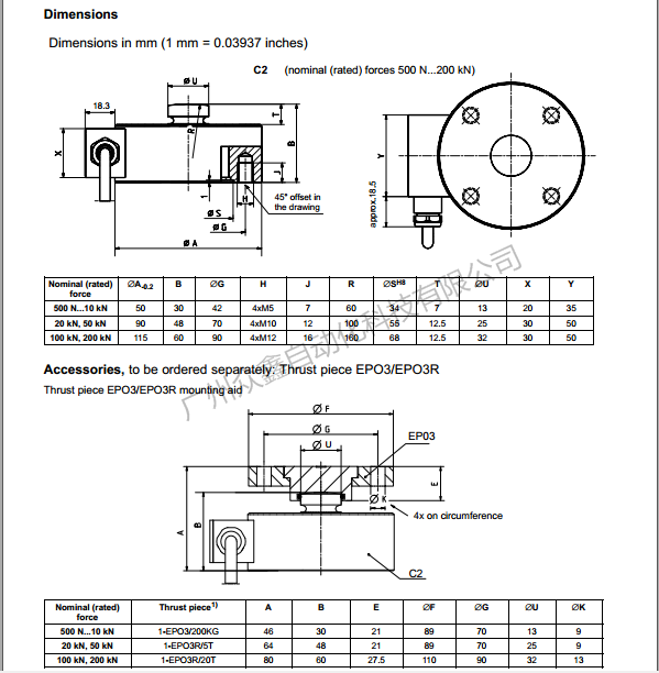 德國HBM 1-C2/500N力傳感器產品規(guī)格尺寸