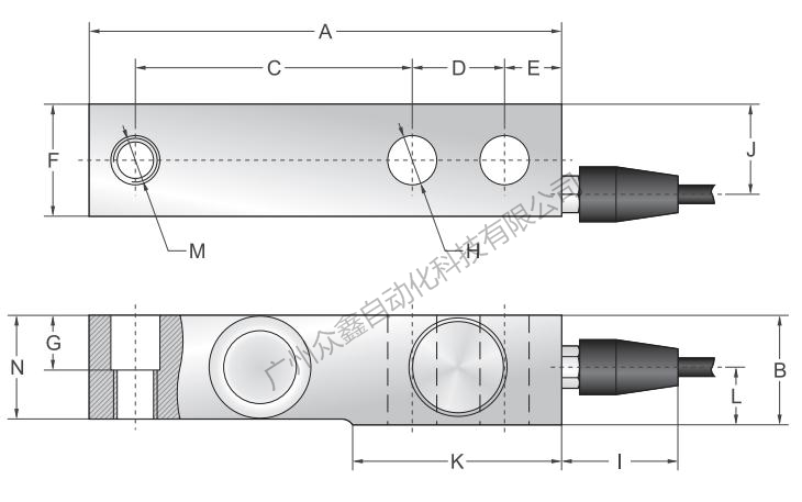 美國(guó)傳力 SBSB-7.5T稱重傳感器安裝尺寸
