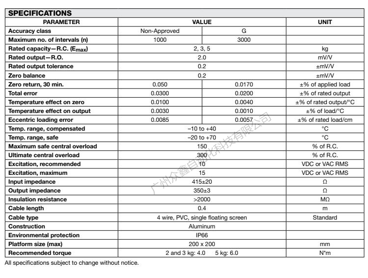 美國(guó)特迪亞 1006-2kg稱重傳感器產(chǎn)品技術(shù)參數(shù)