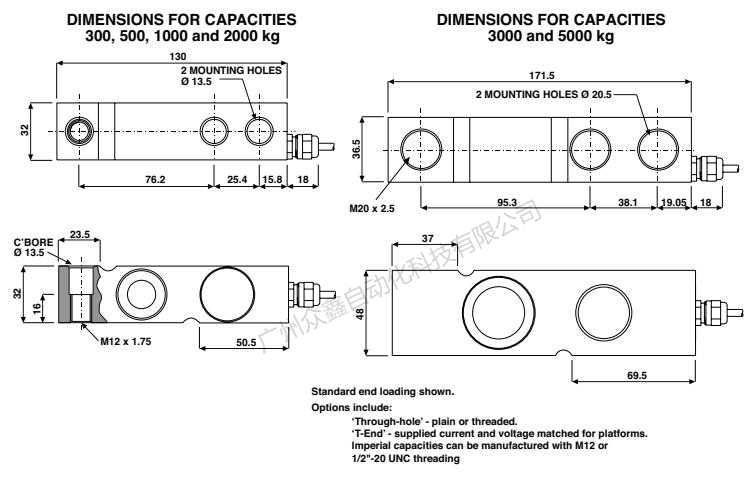 美國特迪亞 3510-5000kg稱重傳感器產(chǎn)品尺寸